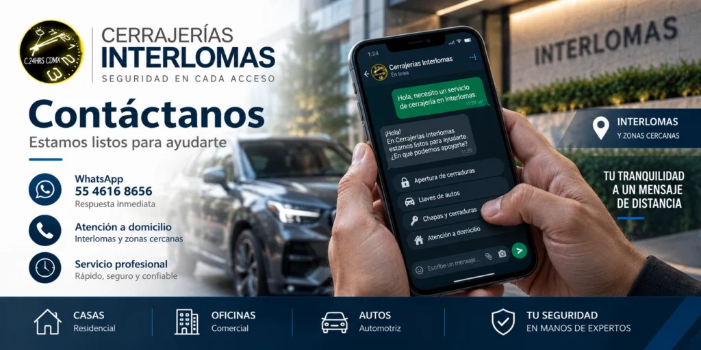 Contacto Cerrajerías Interlomas por WhatsApp